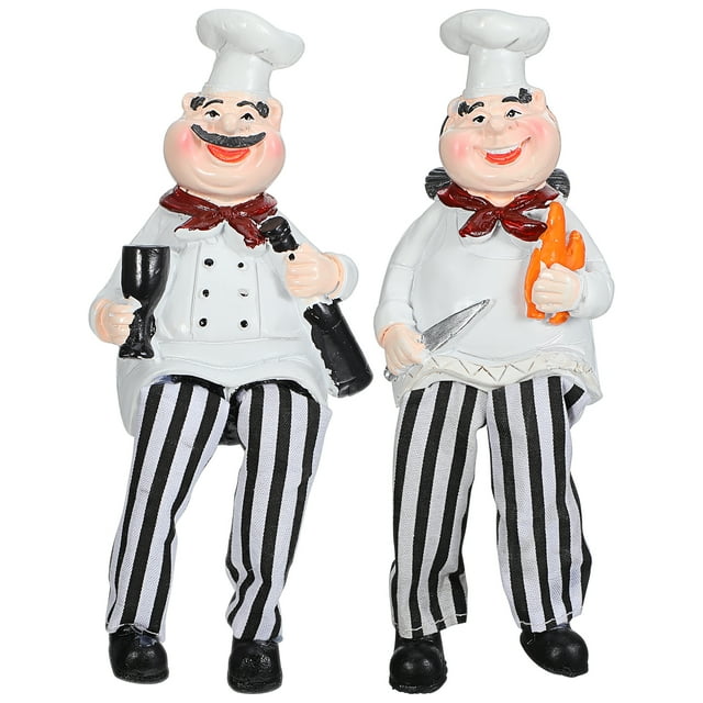 GOOHOCHY 2 figuras de chef de resina para escritorio, decoración de chef, lindas figuras de chef de dibujos animados, decoración del hogar
