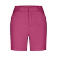 thumbnail image 6 of Women Loose Shorts New Chino Shorts for Women Comfy Casual Slim Fitted Pull on Shorts Solid Bermuda Shorts with Pockets Pinks L, 6 of 9