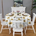 thumbnail image 2 of White Sunflower Letter Pattern Round Tablecloth 60"x60",Wrinkle Wipeable Table Cloth for Kitchen Dining Room Picnic Patio Party, 2 of 6