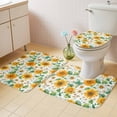thumbnail image 4 of Spring Sunflower Bathroom Rugs Set White Daisy Oil Painting Garden Scenery Non Slip Absorbent Soft Bath Mats 3 Piece Set with Bathroom Rug, U-Shaped Floor Mat, Toilet Seat Cover Large Size, 4 of 9