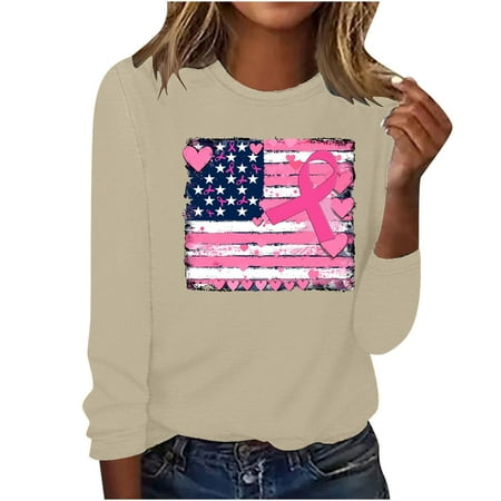 Abomasnow Breast Cancer Awareness Sweatshirt for Women Pink Ribbon Heart Graphic Print Shirt Casual Long Sleeve Pullover Blouse Fall Loose Athletics Tee Shirts