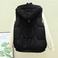 thumbnail image 5 of Padded Puffer Vest for Women Sleeveless Solid Hooded Zip Up Jacket with Pockets Black 2XL, 5 of 6
