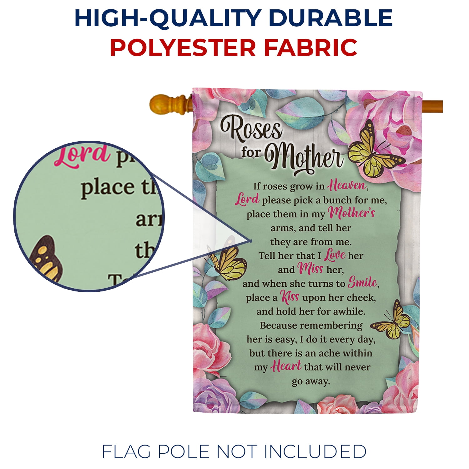 America Forever Mother Memorial House Flag 28 x 40 inch Double Sided Mother's Day In Heaven Bereavement Grave Decorations For Cemetery, Mom Remembrance Flag