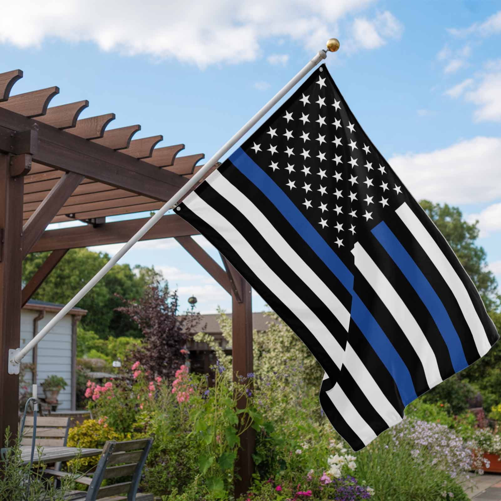 4th of July Flags for Outside 3x5 ft Blue Line USA Flag Outdoor Flags Double Sided Grommets Men And Women's Law Enforcement Patio Yard Flag for Outdoor Party Porch Independence Day