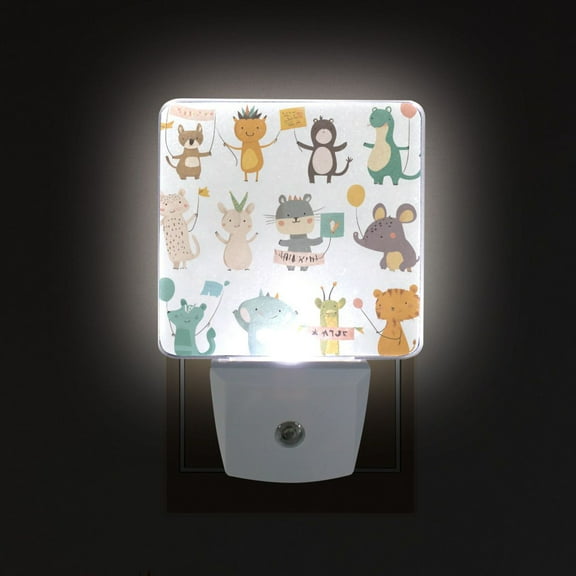 Yayeee LED Plug in Night Light for The Home with Auto Dusk to Dawn Light Sensors, 2 Pack, Cute Animal