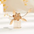 thumbnail image 3 of Peineta para el pelo para novia, pasador con diamantes de imitación y perlas, accesorios para el cabello de boda para novia, dama de honor, mujeres y niñas, dorado, 3 of 8