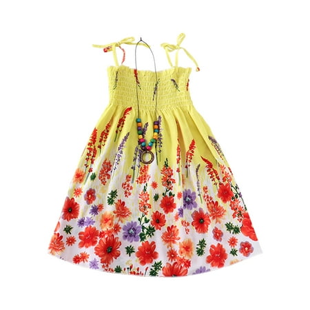 

YWDJ Matching Christmas Pajamas Mommy And Me Clothes Rainbow Sling Dress Boho Beach Mother Daughter Dresses Family Look Contains Necklace Gift Yellow(Yellow Kids 3-4 Years)