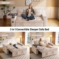 thumbnail image 5 of 3-in-1 Sleeper Sofa,65" Loveseat Sofa Bed, 2 Seater Convertible Small Couch with 360° Swivel Side Table and USB,Chenille Pull Out Bed ,Khaki, 5 of 7