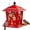Red, variant on Kingsyard Hopper Metal Wild Bird Feeder for Outdoor Hanging with 4 Perches Rainproof Roof, Bronze