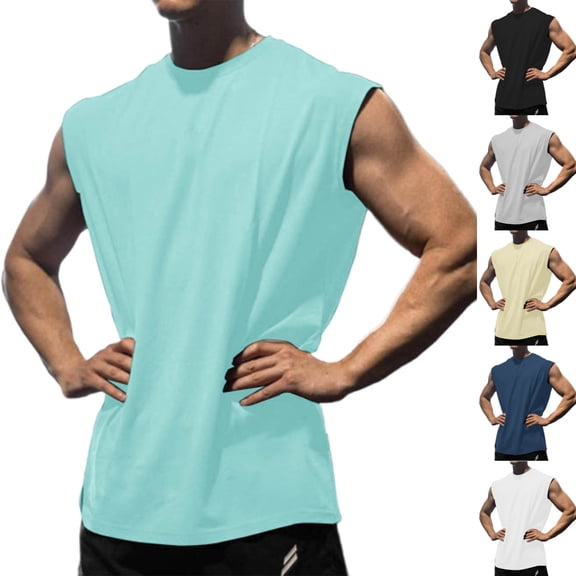 SGFCWSX Men's Tank Tops Quick Dry Sleeveless Workout Shirts Breathable Loose Fit Athletic Tops for Gym Fitness Training Running Light Blue Size 3XL