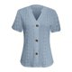thumbnail image 2 of Casual Primavera Tops para las Mujeres V-Cuello Torcido Botón Color Sólido Suelto de Manga Corta, Fácil Oficina Y Fiesta de Uso, 2 of 4
