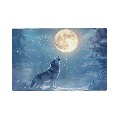

Placemats Set of 4 Howling Wolf Full Moon Heat Resistant Non - Slip Place mats Waterproof table mat for Kitchen Dining-4片装