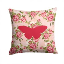 Carolines Treasures Butterfly Shabby Chic Pink Roses Fabric Decorative Pillow 14Hx14W multicolor