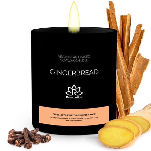 1 Gingerbread Soy Wax Candle in Glass Jar – Clean Burn up to 80 hours – 10oz