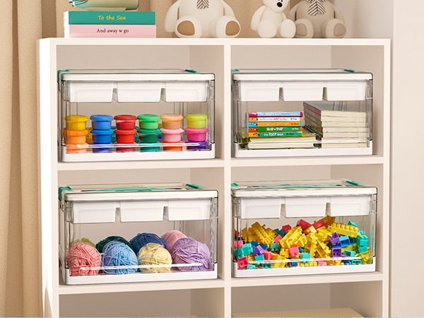 24 QT Clear Plastic Craft Organizers and Storage Box with Removable Trays and Dividers,Art Supply Organizers and Storage,Ideal Containers for coloring Books,Toys,Craft Supplies,1 Pack