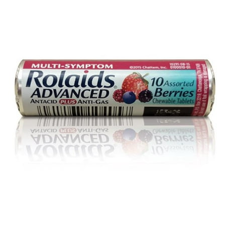 Lil Drugstore Products R10405 Advanced Antacid Plus Anti-Gas Tablets, Assorted Berries -10 per Roll, 12 Roll per