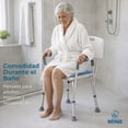 thumbnail image 3 of Seven Mine Silla para Baño Adulto Mayor 4 en 1 Antideslizante | Banco Ducha con Respaldo y Brazos Desmontables, Almohadilla Confortable, Altura Ajustable 43–56 cm, Aluminio Ligero Soporta 130 kg, 3 of 10