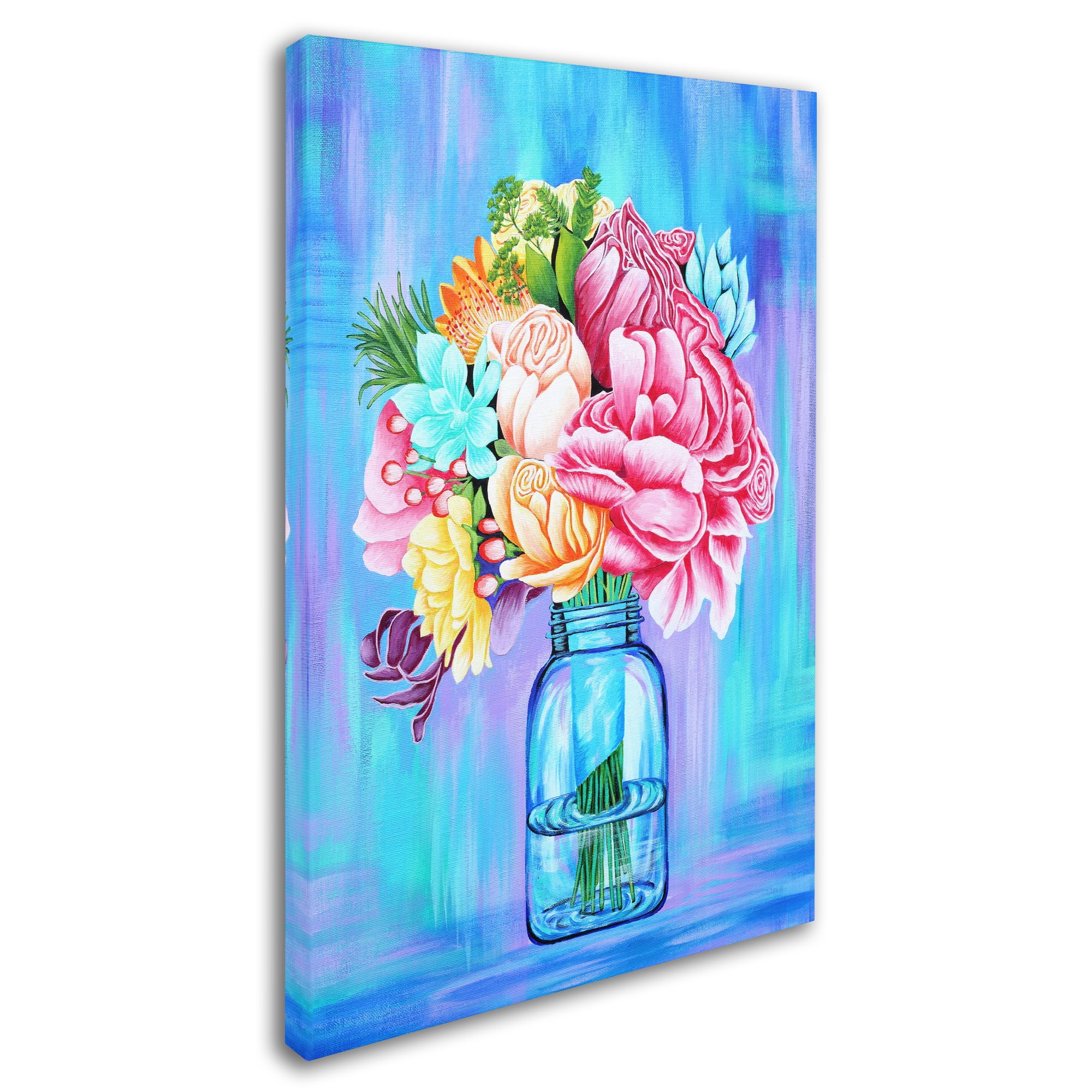Trademark Fine Art 'Colorful Flowers In Mason Jar' Canvas Art by Michelle Faber