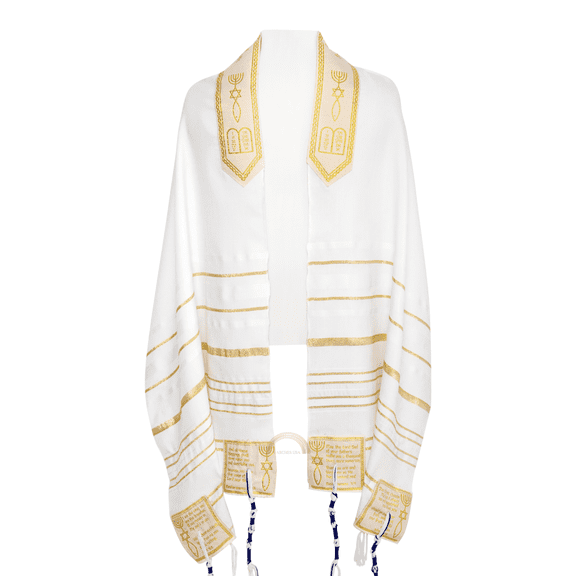 3 Arches USA The Blessing Tallit, Messianic Prayer Shawl (Gold-Medium)