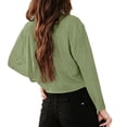 thumbnail image 5 of Women Long Sleeve Crop Tops Loose Crew Neck Drop Shoulder Casual Basic Tees, 5 of 5