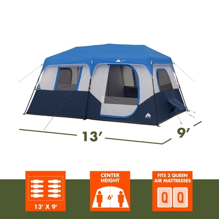 OZARK TRAIL 13′ X 9′ 8-PERSON CABIN TENT WITH LED LIGHTED POLES, 32 LBS