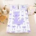 thumbnail image 5 of Manfei Purple Ribbon Bowknot Bed Sheets For Kids,Bow Theme Letter L Monogram King Sheets,4 Pieces, 5 of 6