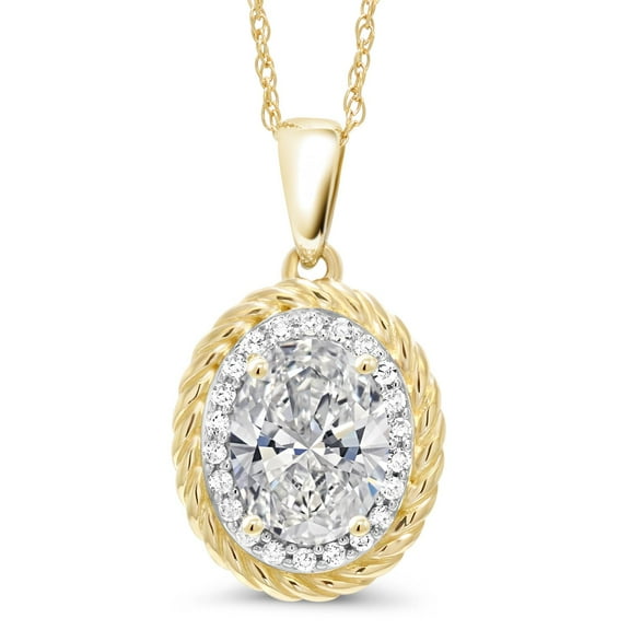 Gem Stone King 1.72 Cttw 14K Yellow Gold IGI Certified Lab Grown Diamond Pendant Necklace | Center Oval Diamond 1.5 Ct | E-F Color | VS1-VS2 Clarity | Gold Necklace for Women | 18 inch Chain
