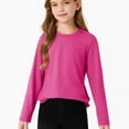thumbnail image 6 of Otqutp 5-14 Years Girls Long Sleeve T Shirts Kids Fall Fashion Tops Crewneck Basic Tees Girls Shirts Cotton T-Shirts Loose Tunic Tops (b-Hot Pink,11-12 Years), 6 of 6