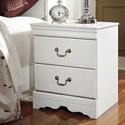 Signature Design by Ashley Anarasia 2-Drawer Nightstand – White Louis Philippe Style, Sleek Bedside Table with Pewter Hardware & Smooth-Gliding Drawers