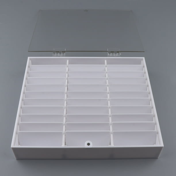 Caja de almacenamiento de arte de uñas Colcomx Nail Art Display con pantalla de puntas de uñas acrílicas de 30 rejillas para salón blanco