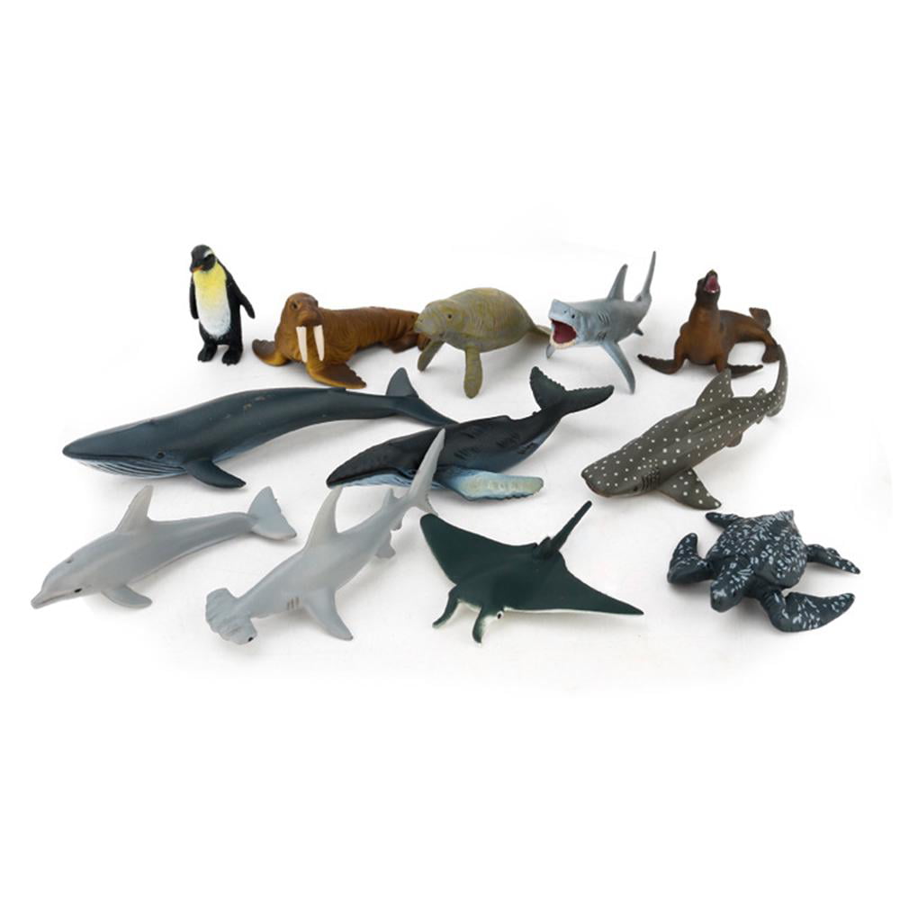 12pc Kids Small Plastic Figures Wild Ocean Farm Animals Dinosaur Model Toys Gift 
