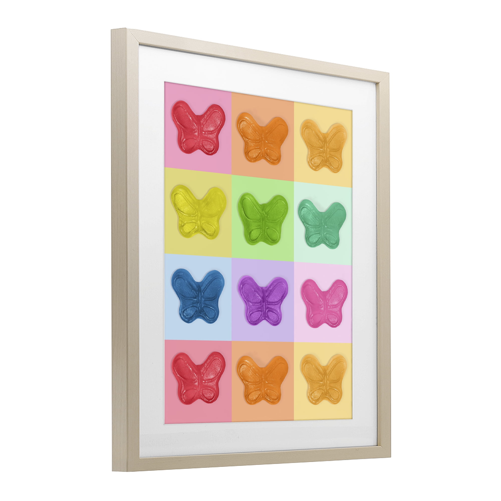 Stupell Industries Colorful Butterflies Candy Birch Framed Print Under Glass, design by LISH Creative