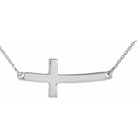 .925 Sterling Silver Sideways Cross Pendant Necklace (Pendant with 18" chain)