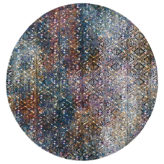 SAFAVIEH Aria Darrell Geometric Area Rug, Blue/Ivory, 6'5" x 6'5" Round