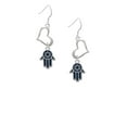 thumbnail image 2 of Delight Jewelry Silvertone Blue Hamsa Hand with Star of David Open Heart French Earrings, 2 of 4