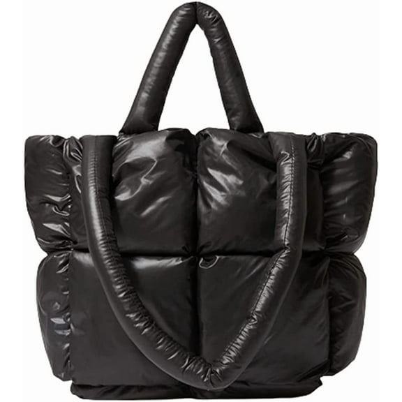 CoCopeaunt Chic Grid Puffer Down Quilted Tote Bag for Women Lady Trendy Large Shoulder Bag Top Handle Bag