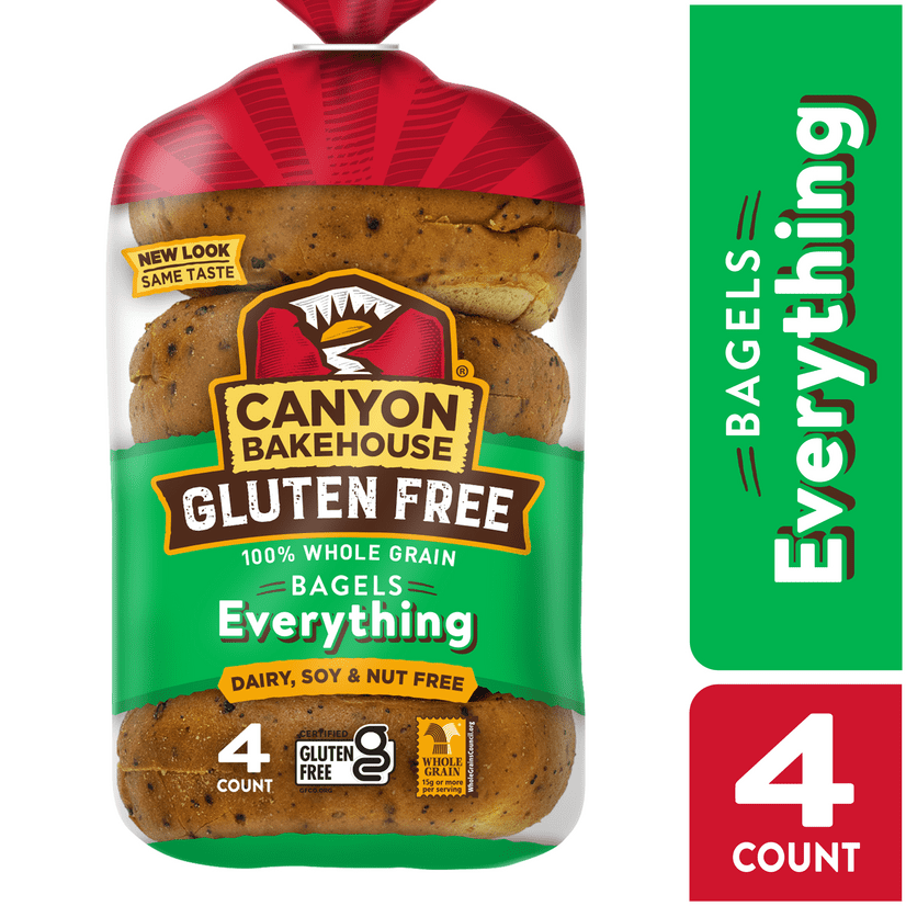 Canyon Bakehouse Everything Bagels, 100 Whole Grain Gluten Free Bagels