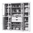 thumbnail image 3 of 100% Solid Wood Kitchen Pantry Storage Cabinet with Solid, Glass Doors, Adjustable Shelves and 2-Drawers, White China Cabinet, 3 of 6