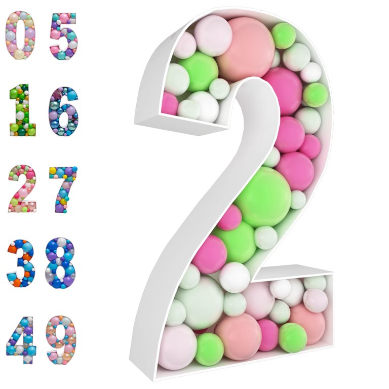 HOUSE OF PARTY Mosaic Numbers for Balloons 3ft - Marquee Numbers Pre-Cut 3  Feet Tall Balloon Number Frame, 9 Mosaic Cardboard Numbers for Birthday