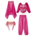 thumbnail image 4 of inhzoy Girls Indian Belly Dance Outfit Crop Top Ruffled Pants Hip Scarf Headscarf Festival Dancewear Hot Pink-A L, 4 of 7