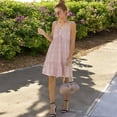 thumbnail image 5 of Women's Sleeveless Button Front Midi Dress with Adjustable Straps - X Large, Pink, 5 of 5