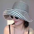 thumbnail image 6 of Women's Striped Bucket Sun Hat, Polyester, Foldable, UV Protection Summer Beach Travel Outdoor Cap, 6 of 8