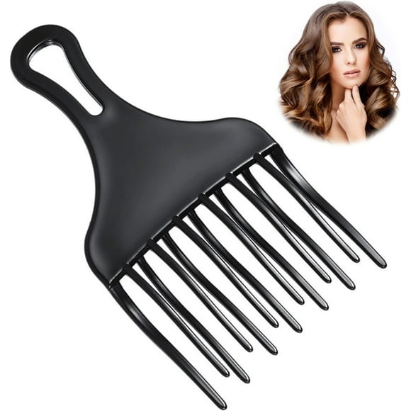 1 Pieces Afro Comb (Black), Plastic Wide Tooth Afro Comb, Curl Hair Comb, for Styling and Removing Tangled Hair