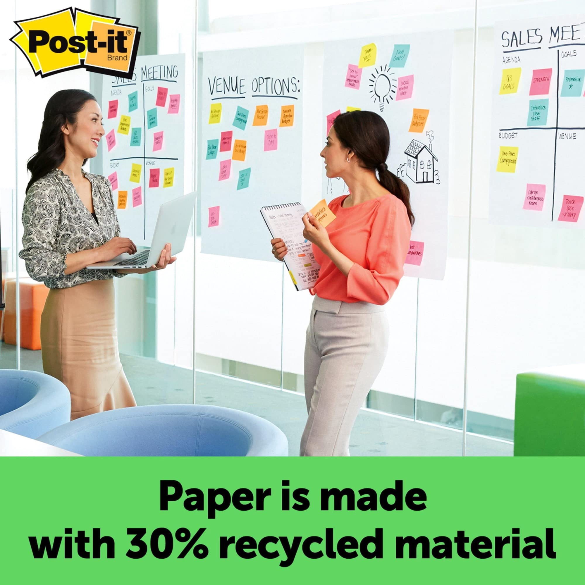 Post-it® Super Sticky Easel Pads, 25" x 30", 8 Pads, 30 Sheets/Pad, 30% Recycled, School Supplies for Classrooms, White