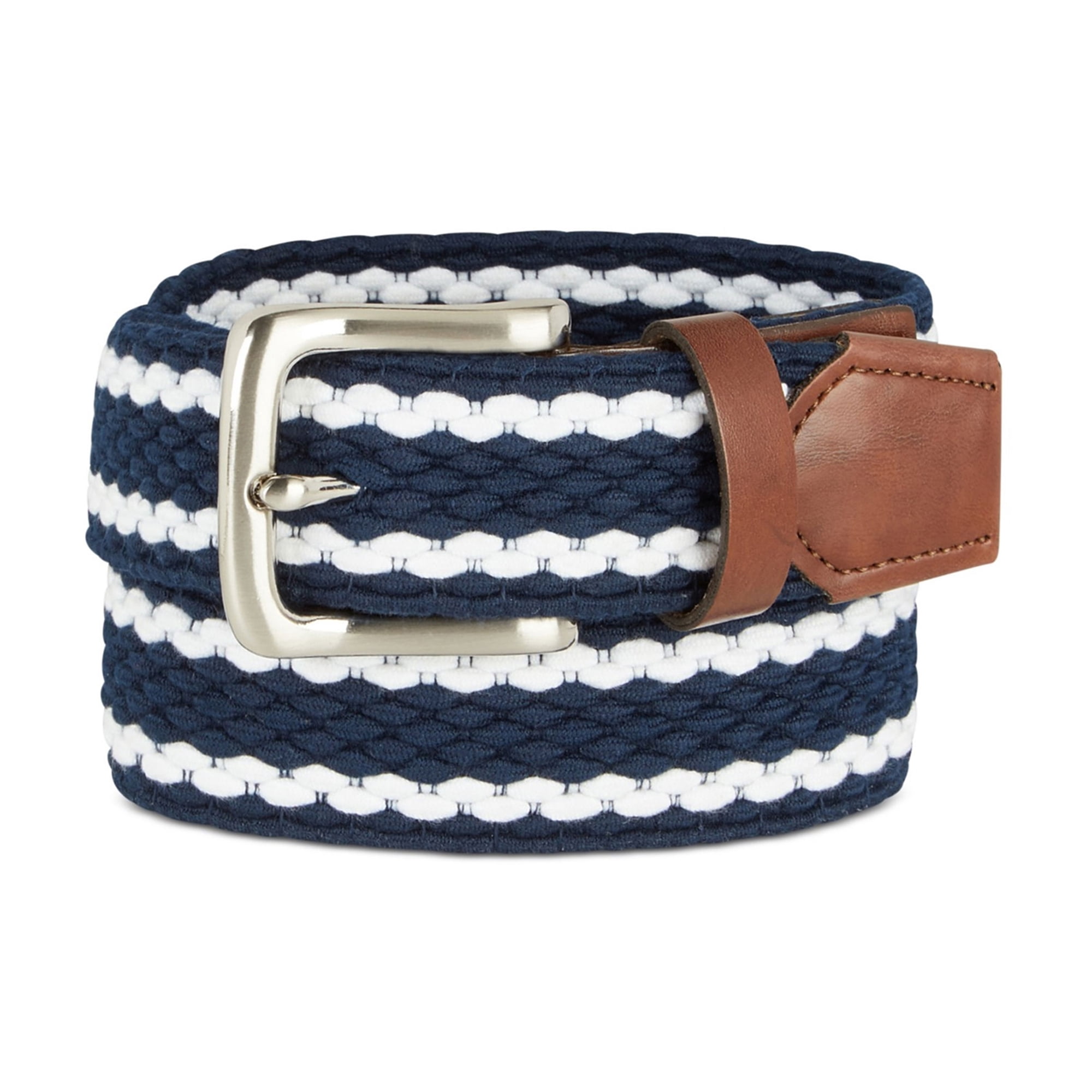 Falari Men Women Multicolored Elastic Stretch Braided Belt Canvas Fabric Woven No Holes Belt, 1004 - Black, Medium
