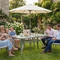 thumbnail image 4 of LAZY BUDDY 29.5'' x 55'' Rectangular Patio Table with Umbrella Hole, All Weather Tempered Glass Outdoor Dining Table, Metal Frame, for Yard, Deck, Lawn, 4 of 9