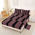 thumbnail image 2 of Castle Fairy Minimalist Thin Vertical Stripe King Sheets 4pcs,Geometric Wide Band Bedding,Pink Black,1 Flat Sheet, 1 Fitted Sheet and 2 Pillowcases, 2 of 7