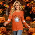 thumbnail image 2 of Trgacdwlo Halloween Shirts for Women 3/4 Length Sleeve Funny Pumpkin Graphic Womens Crew Neck Shirts Cat on Pumpkin Full Moon Fall Women's Tunics XXL, 2 of 7