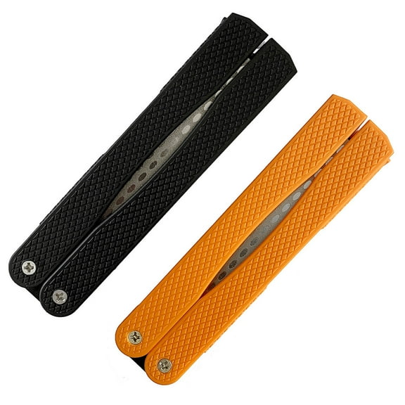 Portable Doublesided Tool Sharpener for Knives and Garden Tools Made of Synthetic Material Black