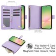 thumbnail image 2 of Decase for Samsung Galaxy A56 5G Wallet Phone Case with Crossbody Lanyard Strap&Wrist Strip,Shockproof Stylish Zipper Pockets Case with Card Slots+Cash Slots,PU Leather Folio Book Design,Purple, 2 of 9